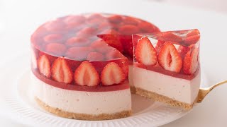 いちごのレアチーズケーキの作り方 NoBake Strawberry Cheesecake＊Eggless amp Without oven｜HidaMari Cooking [upl. by Lister740]