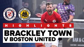 HIGHLIGHTS Brackley Town 21  Boston United  Saturday 2nd December 2023 [upl. by Hadeehsar]