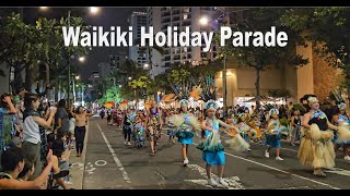 4K Waikiki Holiday Parade 2023 on Kalakaua Ave Honolulu Oahu Hawaii [upl. by Xanthus]