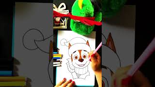 How to color a dog  Chase from Paw Patrol  Christmas  For kids aged 5 to 6 years old [upl. by Ecirtaeb]