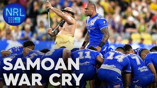 Samoas electrifying war cry ahead of their game against the Kangaroos  NRL on Nine [upl. by Albers]