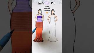 💜vs💙Dress Drawing ll dress design ll easy dress drawing drawing shorts art dressdrawing [upl. by Harat]