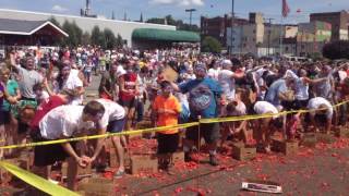 The Pittston Tomato Festivals tomato fight [upl. by Ohs32]