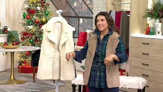 Isaac Mizrahi Live Mixed Media FauxFur Vest with Pockets on QVC [upl. by Sire]