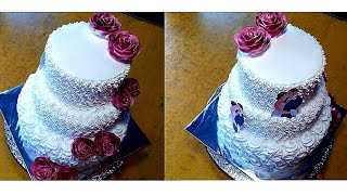 wedding vanilla cake design  How to make a wedding cake decoration ideas [upl. by Ealasaid]