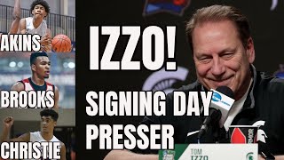 Tom Izzo Signing Day 20202021 Max Christie Jaden Akins Pierre Brooks Michigan State Basketball [upl. by Itida]