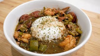 Chicken Sausage and Shrimp Gumbo How To Make Gumbo  Southern Style With a Perfect Dark Brown Roux [upl. by Dorinda238]