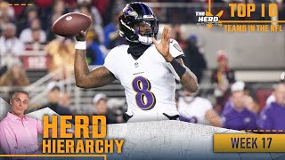 Herd Hierarchy Ravens 49ers sit on top Rams move up in Colins Week 17 rankings  NFL  THE HERD [upl. by Valtin]