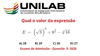 Questão 5  exame de Matemática  2020  UNILAB RESOLUÇÃO [upl. by Alikahs]