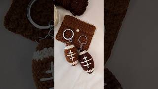 crochet football keychain 🏈tutorial youtubeshorts shorts diy [upl. by Amer]