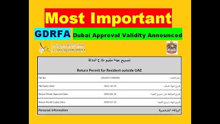 Most Important GDRFA Dubai Approval Validity Announced For All Resident Get Approval from GDRFA [upl. by Tterrag]