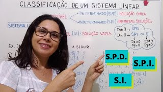 Classificação dos Sistemas Lineares SPD  SPI ou SI [upl. by Natsuj528]