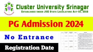 Cluster University PG Admission 2024 No Entrance Exam [upl. by Eivlys]