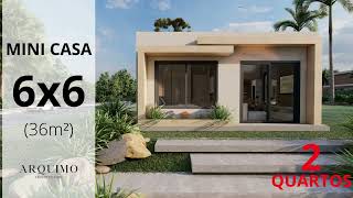 Plano de Casa 6X6  Com 2 Quartos  Mini Casa 36 M² 6X6 HOUSE 36 SQM Small House Design Idea [upl. by Arataj158]