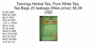 Twinings Herbal Tea Pure White Tea 20 teabags from Weis in 13 currencies 508 USD [upl. by Namra]