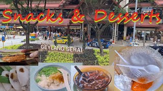 Geylang Serai Food Centre Having some Snacks and Desserts Many Choices to Choose from [upl. by Airres]