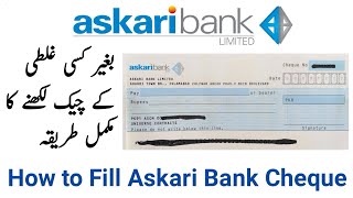 How to Fill Askari Bank Cheque  Askari Bank Limited [upl. by Slavin]