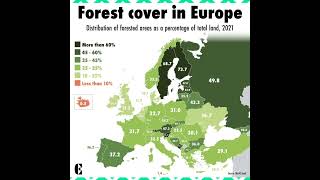 Forest Cover in European Countries map countries forest europe youtubeshorts [upl. by Narhem]