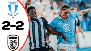 Malmö Vs PAOK 22 All Goals Results Extended Highlights [upl. by Ashlan606]