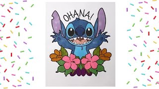 Coloring Stitch Ohana  Coloring Page for Kids with Markers  Speed Coloring Time Lapse [upl. by Hubsher]