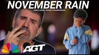 Golden Buzzer Simon Cowell Crying To Hear The Song November Rain Homeless On The Big World Stage [upl. by Plusch]