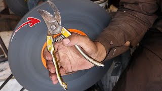 Special way to sharpen pruning shears as sharp as a Razor restoration [upl. by Neirrad]