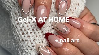 Gel Extensions at home  3D isolated chrome nail art [upl. by Ros]