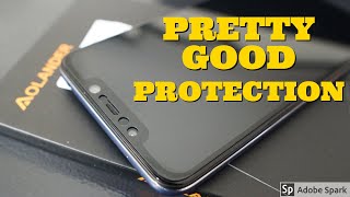 Pocophone F1 Tempered GlassScreen Protector Install and Review [upl. by Brit]