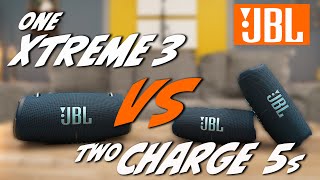 JBL Xtreme 3 vs TWO JBL Charge 5 [upl. by Atrahc]