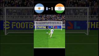 Argentina vs India  Football match  Penalty shoot by efootball👍 realistic pes gaming [upl. by Namyl]