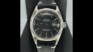 Vintage Rolex Day Date 1803 Solid 18k White Gold Black Dial 1960’s [upl. by Enatan212]