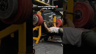 120 kg bench press 🗿 body weight  71 kg 110 years of training 🤝 [upl. by Franci]