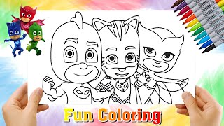 Coloring Book PJ Masks  Catboy Coloring Party with PJ Masks Song [upl. by Rowena]