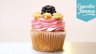 Apple amp Blackberry Crumble Cupcake Recipe  Cupcake Jemma [upl. by Dollie262]