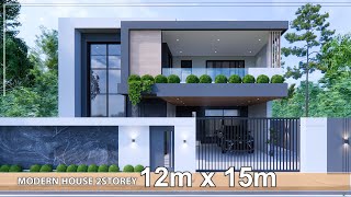 Modern House Design idea  12m x 15m 2Storey  4Bedroom [upl. by Savanna]