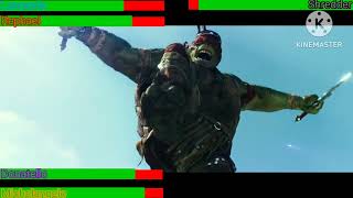 Teenage Mutant Ninja Turtles vs Shredder with healthbars  Tower Fight [upl. by Ailehpo640]