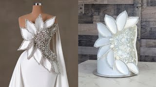 Fashion Inspired Edible Crystals Wedding Dress Cake  Sugar Crystals and Edible Fabric Petals [upl. by Liatrice622]