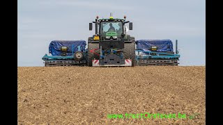 JD 6215R  DIY 33 rows seed drill  9 meter Loonbedrijf van Raak Hooge Mierde NL [upl. by Sewole]