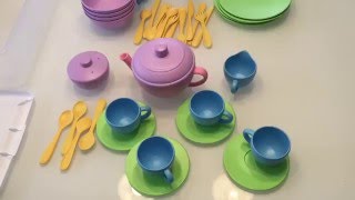 How to use a dish set and tea set for pretend play Preschool Fun [upl. by Bruns259]