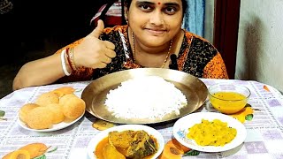 BIGBITES EATING WITH RICE DAL FUCHKAPAPAR ALOOR CHOKA RITHA FISH CURRY 👌👌indianfood [upl. by Nonnaihr460]