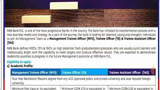 NRB Bank Job 2024 MTO TO and TAO Officer [upl. by Weidner]