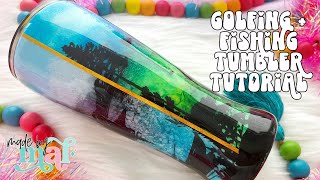 Golfing amp Fishing Alcohol Ink Tumbler Tutorial [upl. by Sinoda]