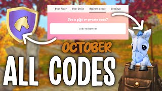 NEW 17 WORKING STAR STABLE REDEEM CODES OCTOBER 2023 FREE PETS STAR RIDER ITEMS TACK CLOTHES [upl. by Oinotla223]