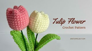 Tulip Flower Crochet Tutorial [upl. by Airenahs86]