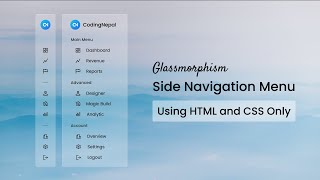 Create A Sidebar with Glassmorphism Effect in HTML and CSS  Sidebar in HTML and CSS [upl. by Solakcin]