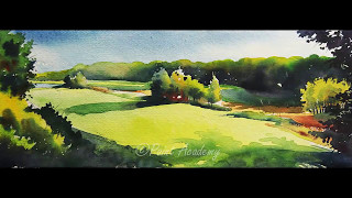 Watercolor Landscape Painting Tutorial step by step [upl. by Almeida]