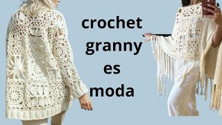 como tejer a crochet cardigan 4 grannys parte 4 [upl. by Andromada]