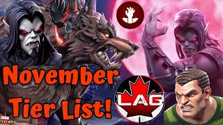 NEW NOVEMBER TIER LIST Morbius amp Werewolf By Night Debut Best Champions Ranked 2023  MCOC [upl. by Manoop]