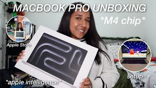 shopping amp UNBOXING the NEW 16inch MacBook Pro  M4 chip silver amp apple intelligence 💻🛍️ [upl. by Remle310]