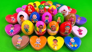 Rainbows Eggs 🌈 Finding Pinkfong in Heart Shapes with Rainbow SLIME Colorful Satisfying ASMR [upl. by Edrick]